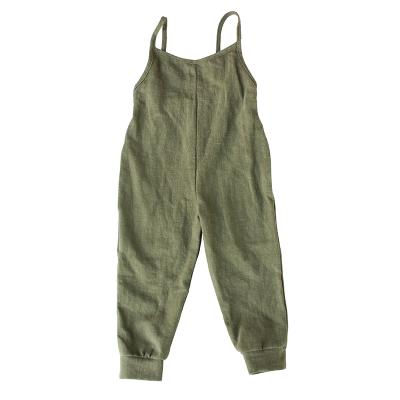 China Hot Selling Eco-Friendly/Washable/Breathable Plain Backless Baby Clothes Summer Baby Organic Canvas Rompers for sale