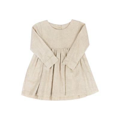 China Sustainable Wholesale Organic 100% Cotton Baby Clothing Long Sleeve O-Neck Plain Baby Girl Dress for sale