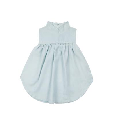 China 2021 Sleeveless Baby Dress New Summer Vintage Vintage Girls Linen Canvas Kids Dress for sale