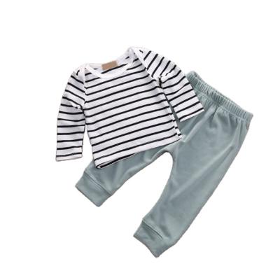 China Chuyi Casual Cotton Long Sleeve 3 Piece Stripes Toddler Kids Clothing Sets for sale