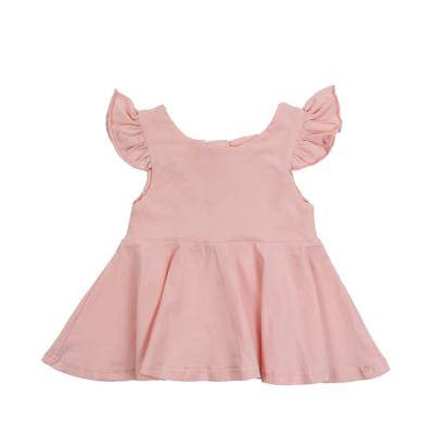 China Boutique anti-static cute breathable organic canvas gift wholesale unique summer rose baby dress for sale