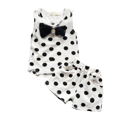 China Kids Clothing Sets Polka Dots Two Pieces Outfit Sleeveless Cotton Summer Sustainable Set for sale