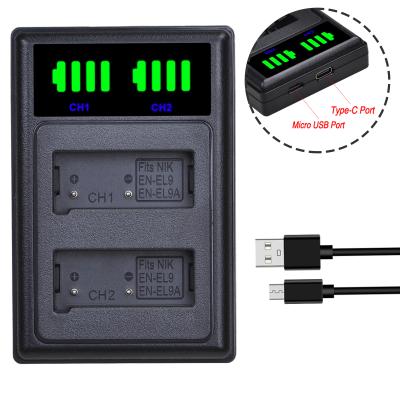 China Dual Camera EN-EL9 LED USB Battery Charger For Nikon Camera ENEL9 Battery Charger for sale