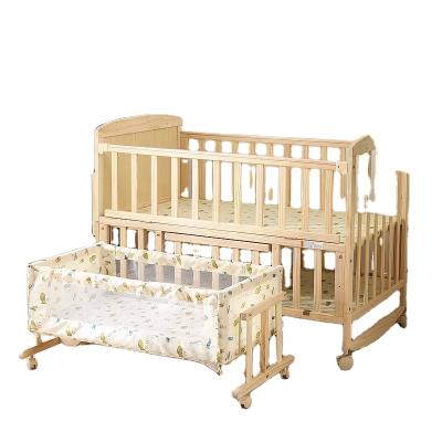 China Durable High Quality Popular Kids Furniture Wooden Baby Sleep Bed Crib With Baby Crib Safety Net for sale