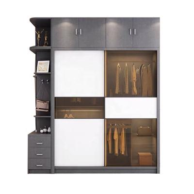 China (Size)Adjustable Bedroom Wardrobe Cloth Storage Wardrobe With Sliding Mirror Doors Wardrobe With Drawers for sale