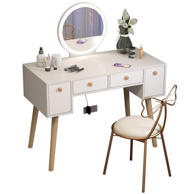 China Customized Modern Simple White Dressing Table Particleboard Storage Dresser With Mirror Vanity Table for sale