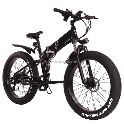 China EU Warehouse Aluminum Alloy 26 Inch Full Suspension Fat Tire Foldable E Bike Electric Bicycle for sale