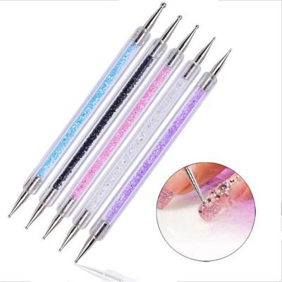 China Double-Ended Nail Dotting Pen Crystal Beads Handle Rhinestone Studs Pen YDM Double-Ended Nail Dotting Pen Crystal Beads Handle Rhinestone Wax Pencil Manicure Art Tool for sale