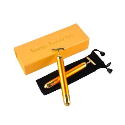 China Skin Tightening Beauty Facial Stick Hot Selling 24k Gold Pulse Massager 24k Beauty Vibrating Stick for sale