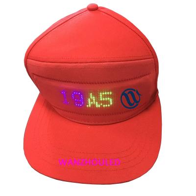 China Outdoor RGB Color LED Programmable Hat Glowing Display Screen Scrolling Sports Cover Wireless USB Rechargeable Message Sign for sale