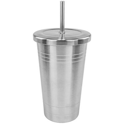 China Viable 16oz Stainless Steel Cup Stainless Steel Straw Tumbler Double Walled Insulated Water Bottle for sale