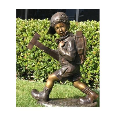 China China Outdoor Modern Garden Decoration Life Size Children Art Metal Boy Sculptures Bronze Statues for sale