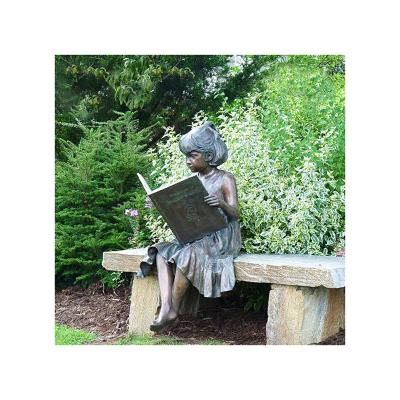 China Decorative Modern China Garden Metal Art Casting Copper Life Size Child Sculpture Boy Reading Bronze Statues for sale