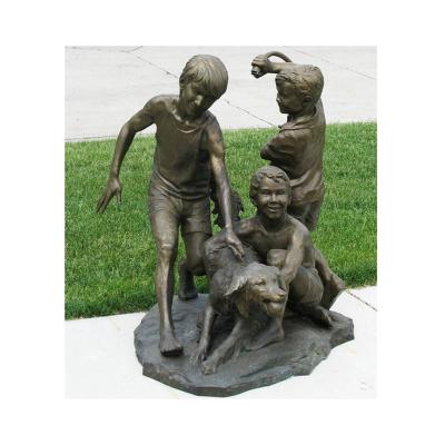 China China garden outdoor decoration life size metal craft kids sculpt children bronze statue for sale for sale