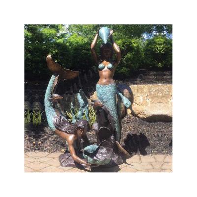 China Europe decoration outdoor hot selling mermaid statue life size brass bronze water fountain best for garden for sale