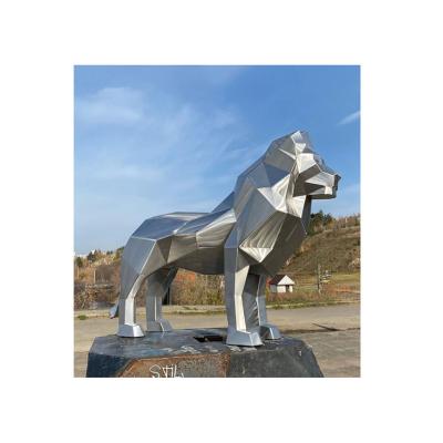 China China Large Metal Decorative Outdoor Animal Sculpt Stainless Steel Lion Geometric Statue for sale