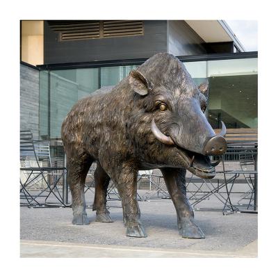 China China Art Abstract Bronze Pig Modern Statue with Copper Brass Trumpet Farmer Old Man Sculpture for Street Decoration for sale