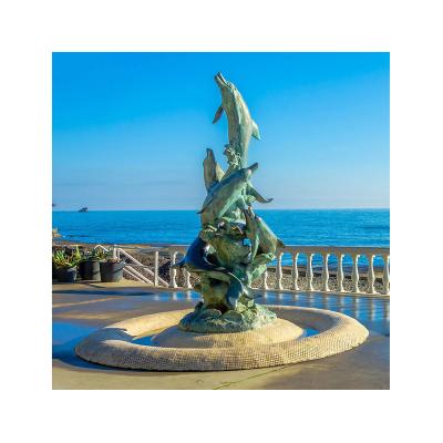 China China Customized Outdoor Life Size Copper Sculpture Mermaid Dolphin Bronze Statue for sale