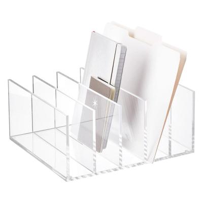 China Custom Organizer Bookshelf Document Holder Factory Logo Acrylic Office Home Desk Document File Holder for sale