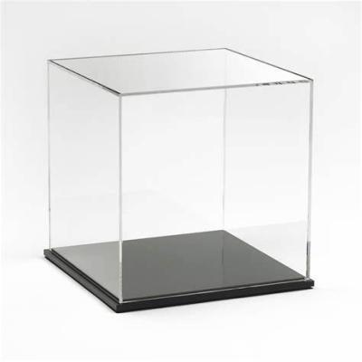 China Environmental Friendly Clear Acrylic Display Box With Black Bottom Dustproof Display Case For Action Finger Toy for sale