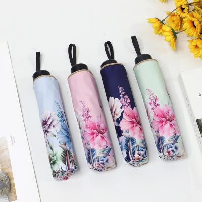 China 2021 Factory Wholesale Good Quality CLASSIC Four Colors Outdoor Chinese Folding Umbrella With Flowers for sale