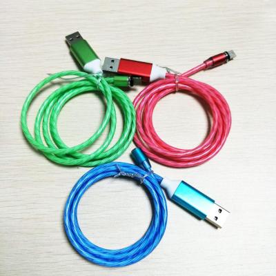 China MP3/MP4 Player 2.4A Fast Charging LED Light Magnetic USB Charging Flowing Flowing Cable for sale