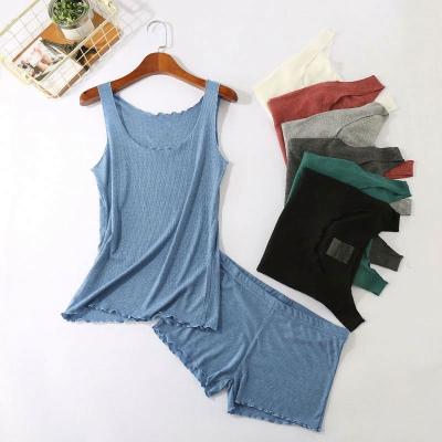 China Summer 2021 Sexy Women's Amazon Nightgowns Cotton Tops Women Elastic Pajamas Set Two Piece QUICK DRY Sleepwear Homewear Customized for sale