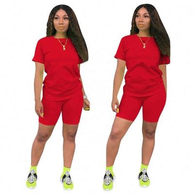 China Customized Logo Viable 2 Piece Set Women Tracksuit Festival Wear Crop Top And Sexy Biker Shorts Club Teams Matching Two Piece Set for sale