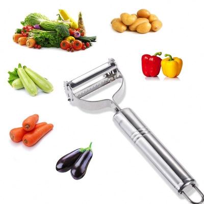 China Sustainable Double Peeler Fruit Cutter Vegetable Cucumber Carrot Grater Potato Cucumber Stainless Steel Planing Grater Tools Durable Kitchen Instruments for sale