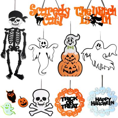 China Wonderful Indoor Decoration Halloween Party Decorations Paper Realistic Scary Skeleton Ghost Gift Window Bar Wall Hanging Indoor Decors for sale