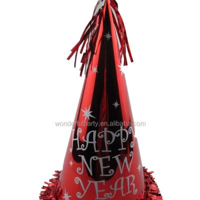 China Wonderful Party Decoration Supplies Wholesale Cheap Price Support DIY CustomParty Silver Happy New Year Props Foil Cone Hats for sale