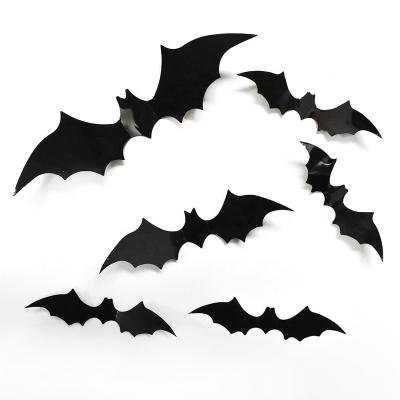 China Party Interior Decorations Wonderful Realistic Halloween PVC Bat Sticker 3D Realistic Scary PVC Bats Removable Decals Stickers Gift Window Decors for sale