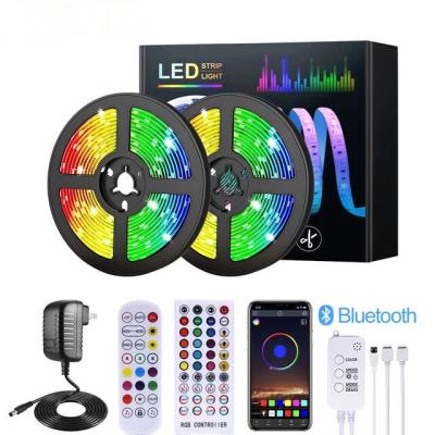 China Remote Control RGB LED Strip Lights 12V 5M 10m Color Change SMD 2835 with Blue-tooth Controller and Adapter for Home TV Back Light DIY for sale