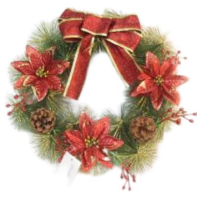 China Various Parts 30cm Christmas Needle and Pine Wreath for Home Wall Decor Christmas Wreath Garland Christmas Decorations Wreath for sale