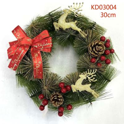 China Various Parts 30cm Christmas Needle and Pine Wreath for Home Wall Decor Christmas Wreath Garland Christmas Decorations Wreath for sale