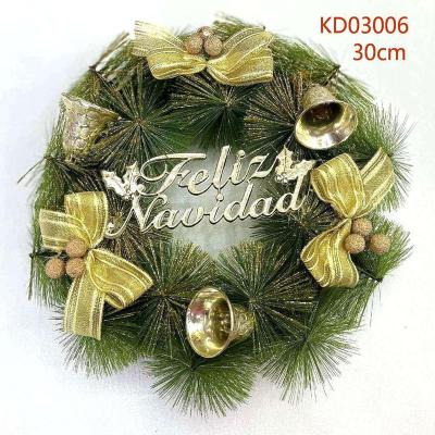 China Various Parts 30cm Christmas Needle and Pine Wreath Garland for Home Wall Decor Christmas Wreath Garland Christmas Decorations Garland for sale