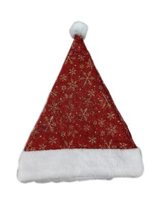 China Chistmas Day Gold Yarn Cloth Snowflake Hat Brim Xmas Ornament Christmas Gifts Short Raw Christmas Hats Double Double for sale