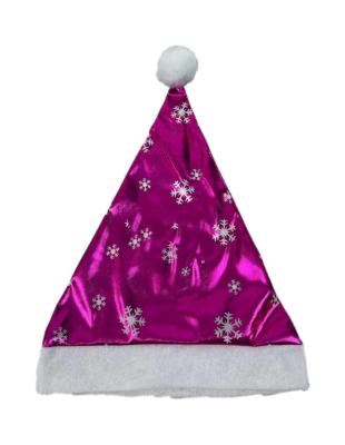 China Hot Selling Christmas Hats Xmas Gifts Xmas Hats Chistmas Day Cloth Snowflake Bright Plum Single Layer Red Brim Hat for sale