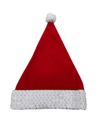 China Hot Selling Chistmas Day Hat Bright Red Straight Sequin Christmas Hats Christmas Gifts Christmas Hats for sale