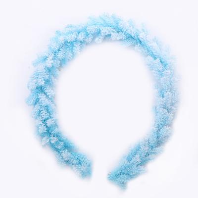 China Used for Christmas Holiday Decoration Common Sky Blue Rattan Flocking Manufacturer Christmas Wreath Rattan Circle Rattan Cone Christmas Tree Decoration for sale