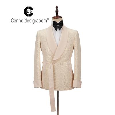 China Men's Suit Anti-Shrink 2 Piece Slim Fit Wedding Double Breasted For Cenne Des graoom Lapel Blazer Pants for sale