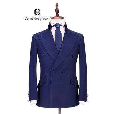 China China Best Quality Blue Slim Casual Man Suit Set Anti-Shrink Mens Formal Wear for sale