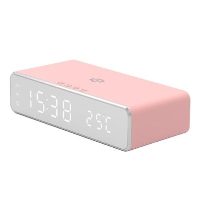 China Mobile Phone Digital Alarm Clock With Wireless Charger 15W Alarm Clock Radio Charging for sale