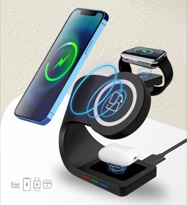 China Magnetic Smart Watch Wireless Charging Stand 4 in 1 Wireless Charger Dock Station for Apple Watch Multifunctional Wireless Charging for sale