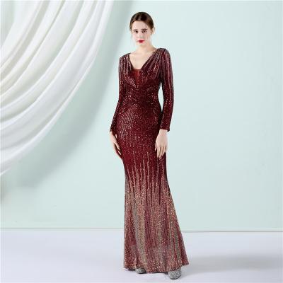 China 2022 Anti-Static New Arrive Women's Elegant V-Neckline Sleeve Dress Long Sexy Plus Size Mermaid Formal Dresses Party Dresses For Women for sale