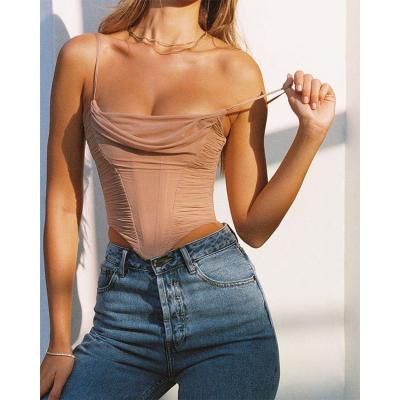 China Anti-pilling OEM/ODM Customized Draped Neck Tied Backless Sexy Women Clothing Top for sale