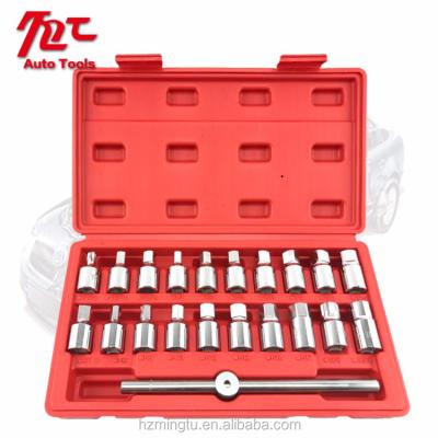 China 21PCS Universal Oil Drain Plug Removal Tool Wrench Set Square Hex Socket Kit Nut Adapter Tool for sale