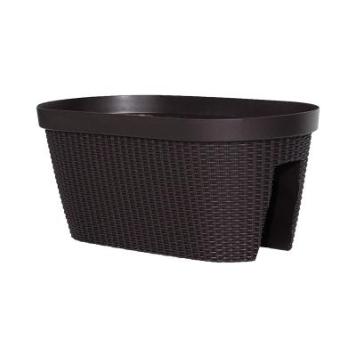 China Modern factory custom LOGO Color pp plastic plant box raised bed garden plant flower pot for railing balustrade railing for sale