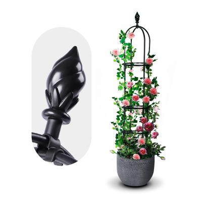 China Garden Supplies Easily Assembled Round Wrought Iron Trellis Metal Garden Obelisk With All Size Customized Pant Steel Obelisk for sale