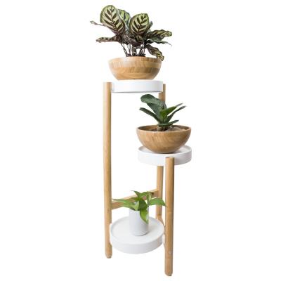 China Miaojiang Foldable And Durable Custom Wooden Indoor Three Layers Show Flower Pot Flower Stand for sale